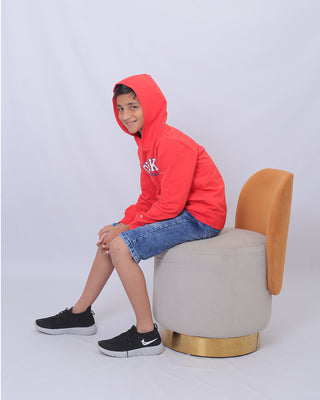 Kids Classic Red Pure Cotton Hoodie