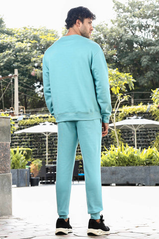 Men’s Embroidered Typography Tracksuit Set | Round Neck Long Sleeve Top & Slip-On Joggers | Cotton Blend | Mid-Rise Flat Front | 5 Pockets | Casual Athleisure Wear