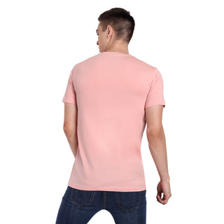 Men Pink Round Neck T-Shirt