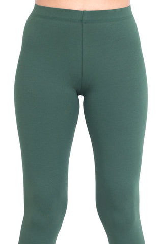 ONE SKY WOMEN MOSS GREEN SOLID LEGGINGS