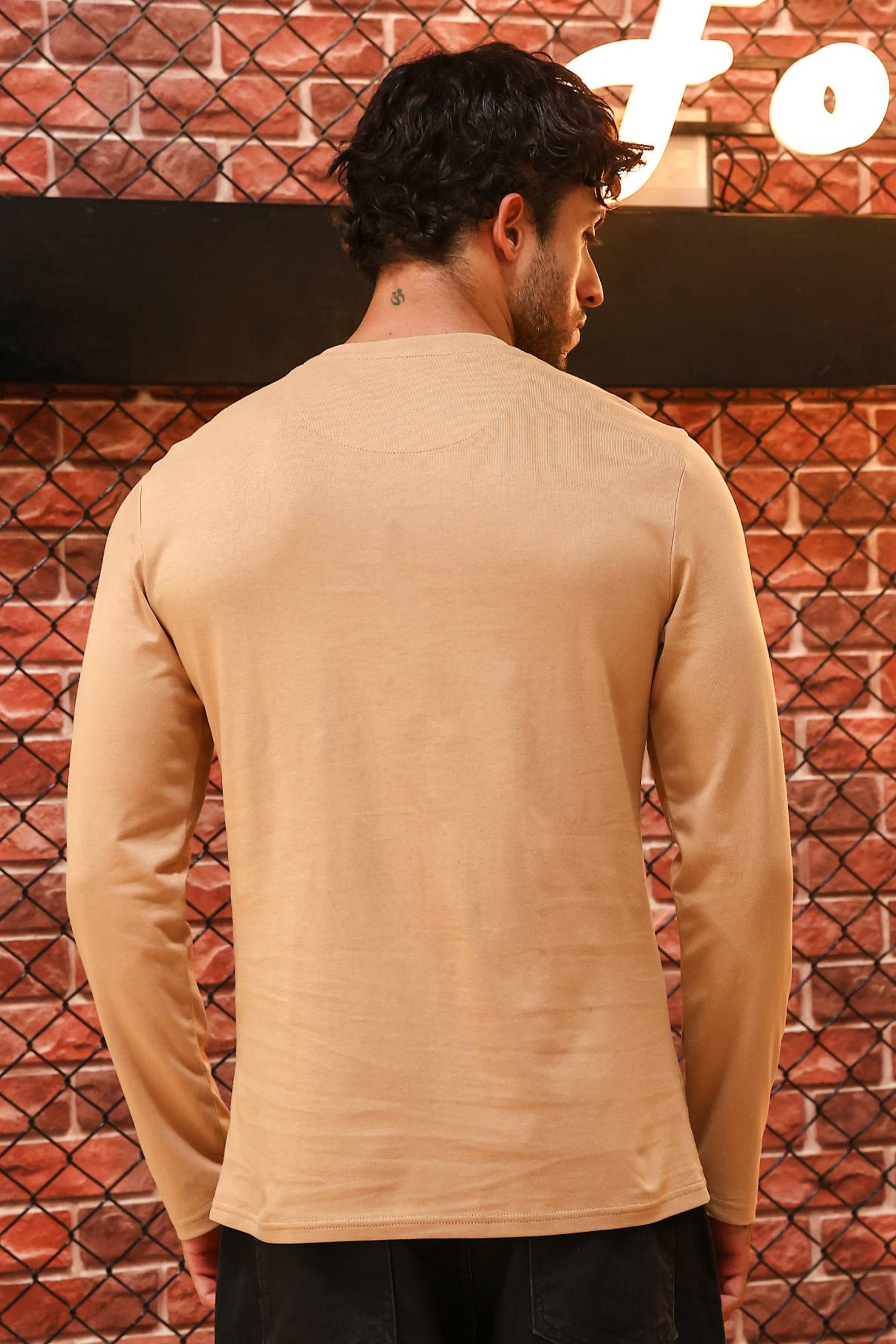 Men’s 100% Cotton Solid Full Sleeve T-Shirt | Round Neck Long Sleeve Casual Tee | Soft Breathable Fabric | Machine Washable
