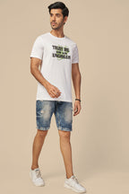 ONE SKY MEN WHITE TYPOGRAPHY PRINTED T SHIRT