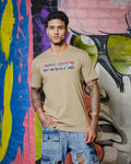 Men's Patrified Oak Colored "Suave" Embroidered Pure Cotton Tshirt
