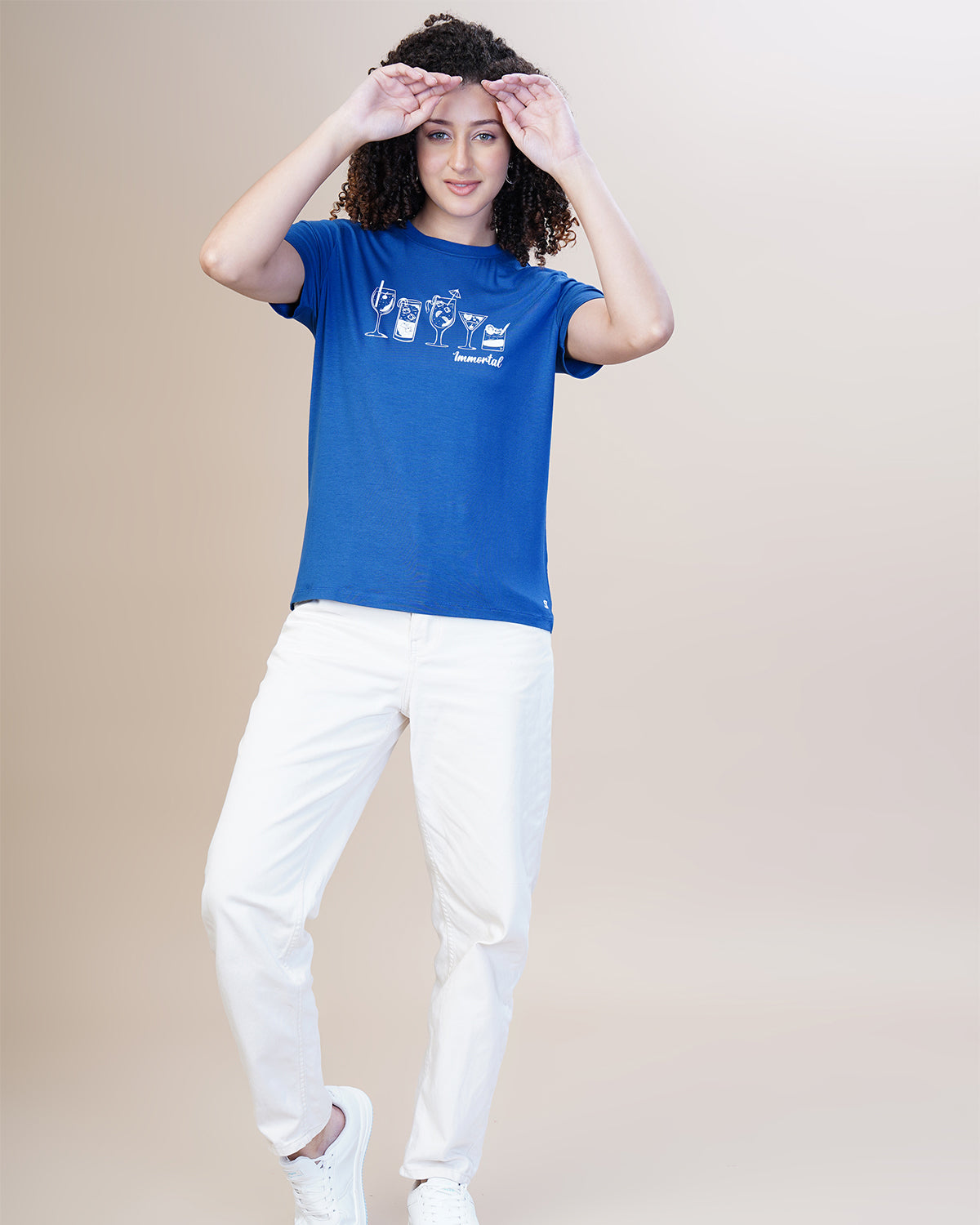 WOMEN AIR FORCE PRINTED ROUND NECK T-SHIRT