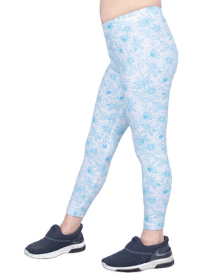 GIRLS SCUBA BLUE FLORAL PRINT LEGGING