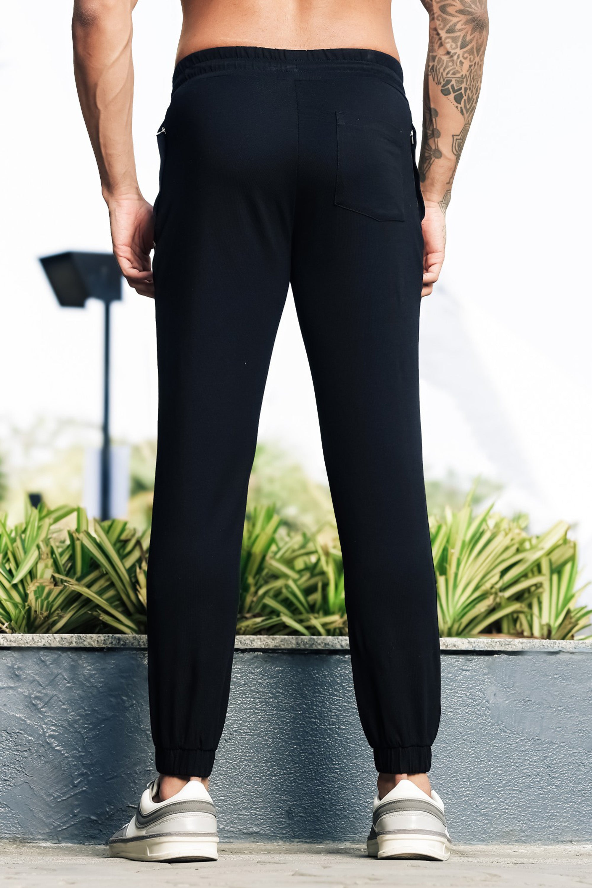 ONE SKY Men’s 100% Cotton Track Pants | Mid Rise Casual Joggers with Drawstring | 3 Pockets | Solid Color | Machine Wash