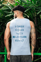 ONE SKY Men’s 100% Cotton Printed Tank Top | Sleeveless Round Neck Casual Vest | Typography Print | Machine Wash