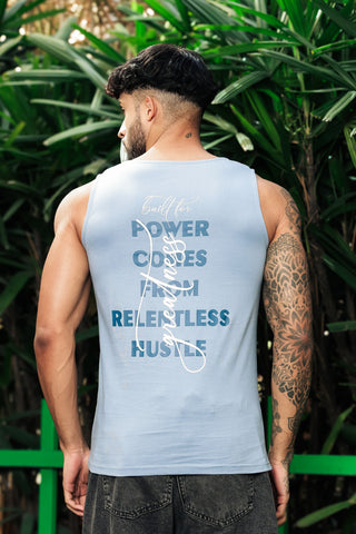 ONE SKY Men’s 100% Cotton Printed Tank Top | Sleeveless Round Neck Casual Vest | Typography Print | Machine Wash