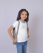Girls White Round Neck T-Shirt