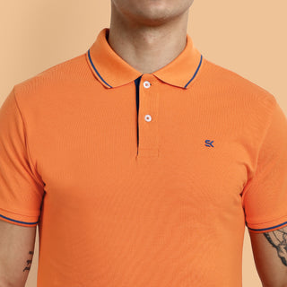 Men Bright Orange Polo T-Shirt