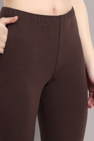 WOMENS DEEP BROWN REGULAR LENGTH POCKET LEGGING
