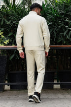 Men's Tracksuit Set Solid Color Cotton Blend | Mock Collar Top with Zip | Mid-Rise Jogger Bottom | Long Sleeve Activewear | 4-Pocket Casual Gym Sportswear