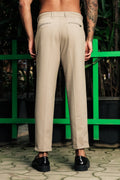 ONE SKY Men’s Cotton Spandex Pleated Trousers | Mid Rise Casual Pants with Button & Zip Closure | 4 Pockets | Solid Color | Machine Wash