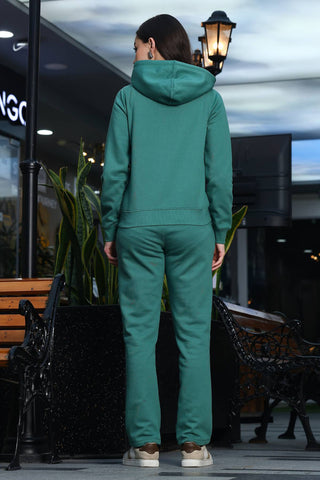 ONE SKY Women's Printed Hooded Tracksuit | Cotton Blend Co-ord Set with Zipper Jacket & Slip-On Pants | Typographic Design & 4 Pockets