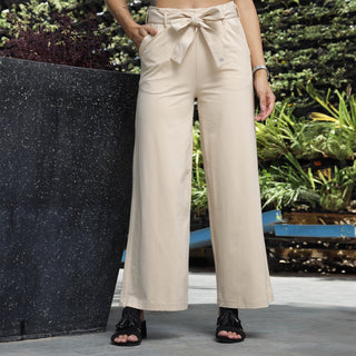 Womens High Waist Straight Fit Pant Cotton Blend Casual Trouser