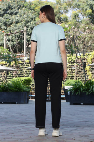 ONE SKY Women’s 100% Cotton Half Sleeve Co-Ord Set | Round Neck Top & Mid Rise Slip-On Bottom | Solid Color | 4 Pockets | Casual Wear | Machine Wash