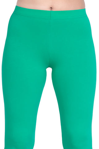 ONE SKY WOMEN SPOT GREEN SOLID LEGGINGS