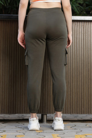 ONE SKY Women’s Cotton-Poly Track Pant – Solid Mid-Rise Drawstring Joggers with 6 Pockets, Casual Loungewear, Flat Front, Machine Washable