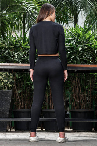 WOMEN ROUND NECK BLACK FULL SLV  CO-ORD SET