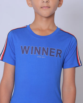 Boys Royal Printed Round Neck T-Shirt