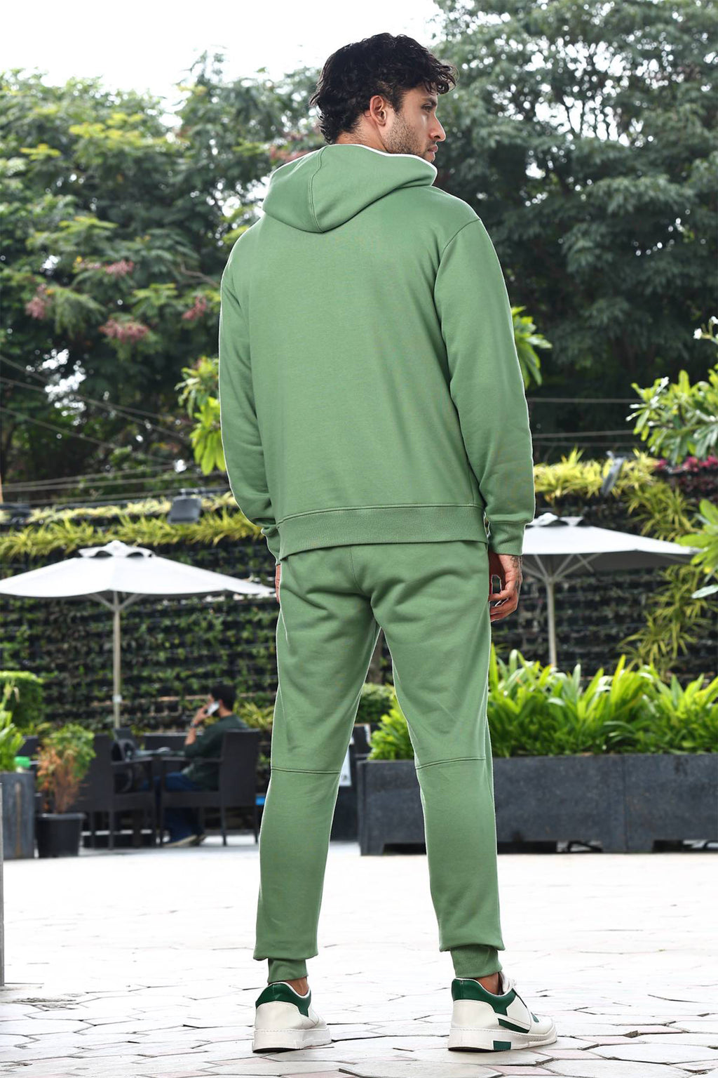 Men's Hooded Tracksuit Set | Typography Print Cotton Blend | Zip-Up Hoodie & Slip-On Joggers | Mid-Rise Fit | Long Sleeves | 4 Pockets | Casual Athleisure Streetwear