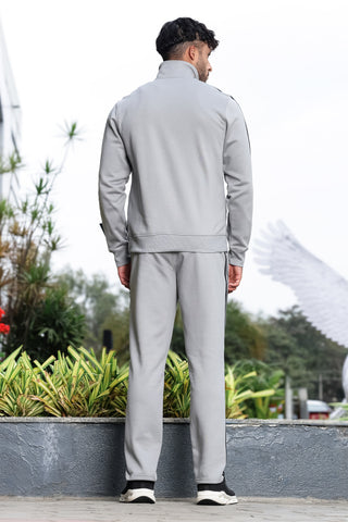 Men's Striped Tracksuit Set | Cotton Blend Activewear with Mock Collar | Zipper Top & Drawstring Bottom | 4 Pockets | Mid-Rise Flat Front Joggers | Casual Gym Sportswear