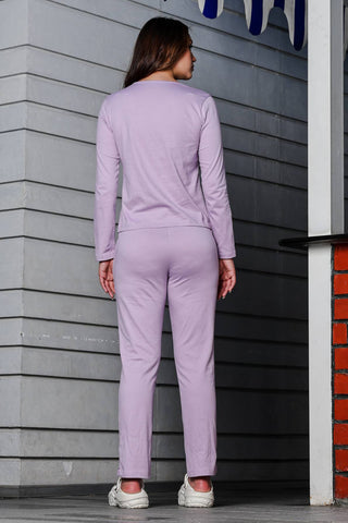 WOMEN V-NECK LAVENDER FULL SLV  CO-ORD SET