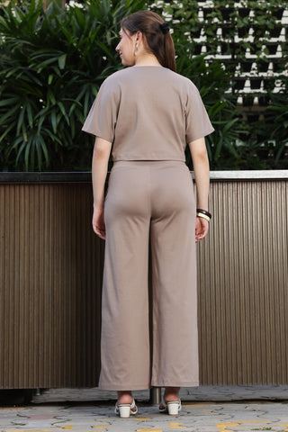 ONE SKY Women’s 100% Cotton Half Sleeve Co-Ord Set – Solid V-Neck Top & Mid-Rise Slip-On Bottom, Casual 2-Piece Loungewear, Machine Washable