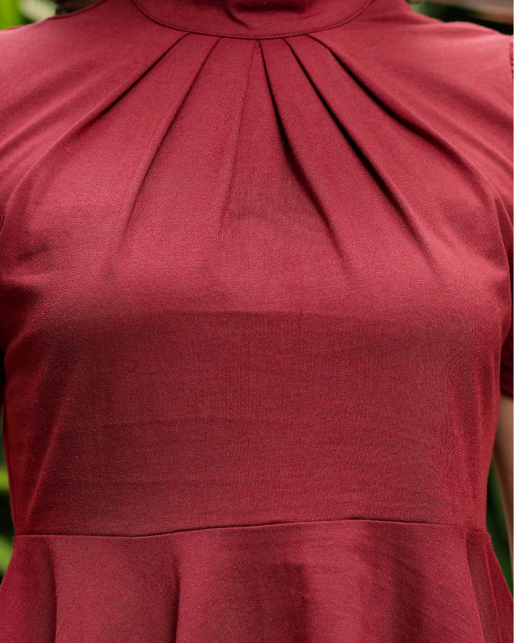 Womens Puff Sleeve Red Peplum Top