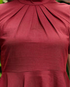 Womens Puff Sleeve Red Peplum Top