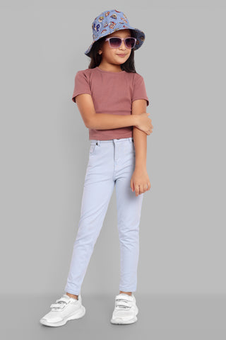 Girls Cotton Slim Fit Chinos Sky