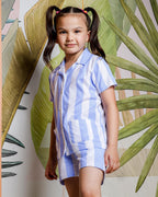 Girls Night Wear Half Sleeves Shirt with Shorts, Blue
