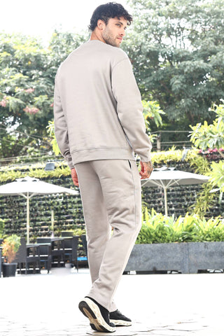 Men’s Embroidered Typography Tracksuit Set | Round Neck Long Sleeve Top & Drawstring Joggers | Cotton Blend | Mid-Rise Flat Front | 5 Pockets | Casual Athleisure Wear