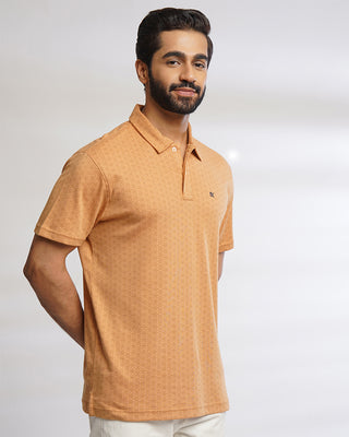 Men Brown Printed Polo T-Shirt