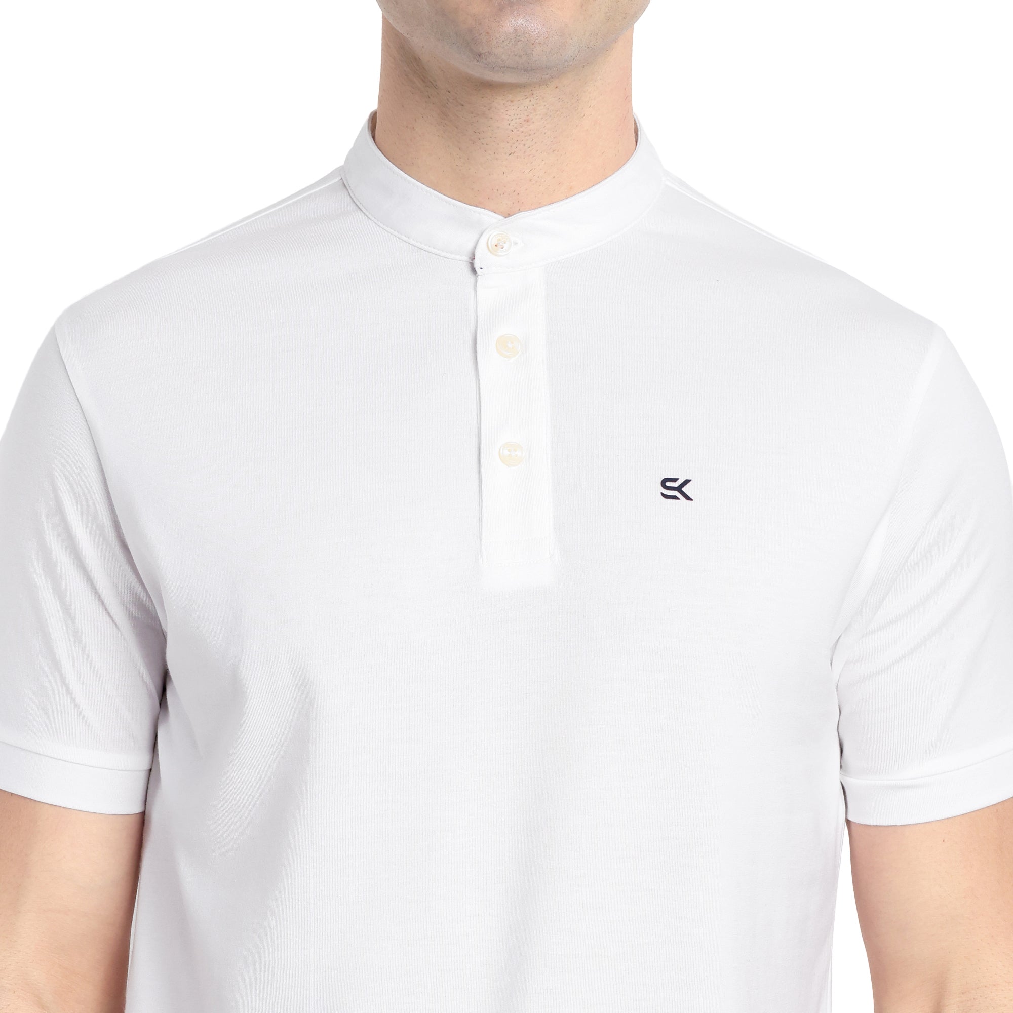 Men White Pure Cotton Polo T-Shirt