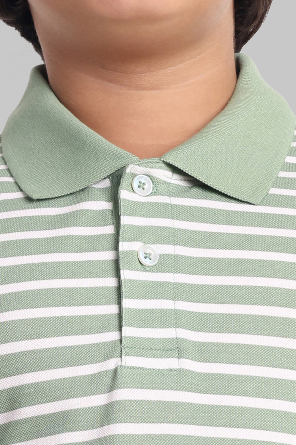 Boys Classic Cotton Polo T-Shirt with Stripes Green