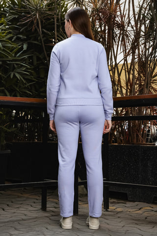 ONE SKY Women's Front Open Tracksuit | Cotton Blend Solid Co-ord Set | Zipper Jacket & Slip-On Pants with 4 Pockets