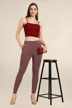 Women Light Brown Ankle Length Legging