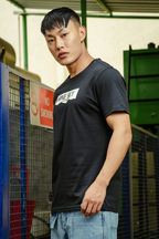 MENS PRINTED BLACK ROUND NECK TSHIRT