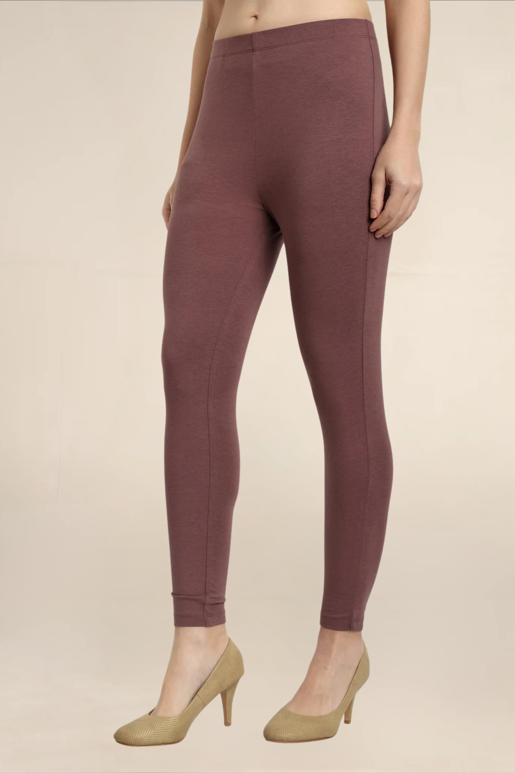 Women Light Brown Ankle Length Legging