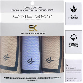 Cotton Color Border Handkerchief, Organic Premium Pure Cotton for Men, Decent Stylish & Professional (Pack of 3)