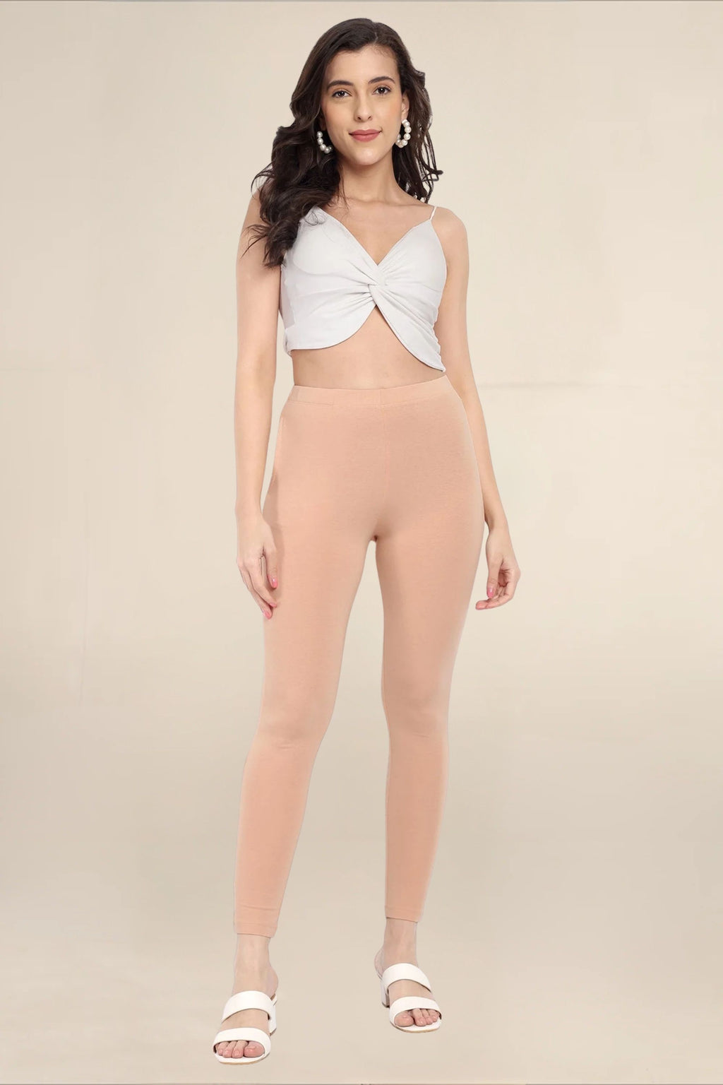 Women Cream Regular Pocket Legging