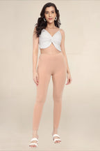 Women Cream Regular Pocket Legging