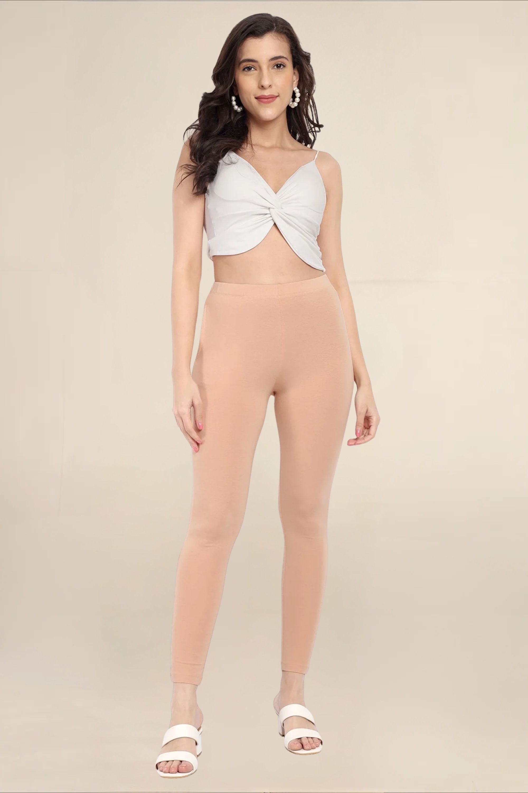 Women Cream Regular Legging