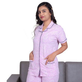 Women Bubblegum Pink Pyjama Set