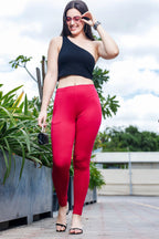 ONE SKY WOMEN DARK CERISE SOLID LEGGINGS