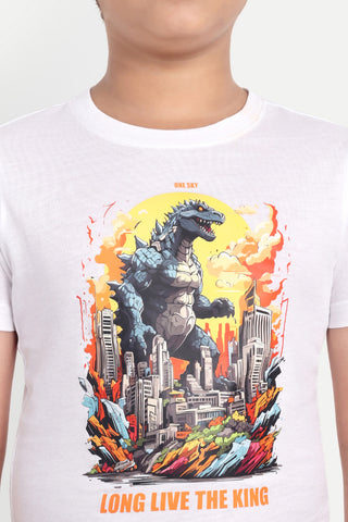 BOYS ROUND NECK WHITE PRINTED T SHIRT