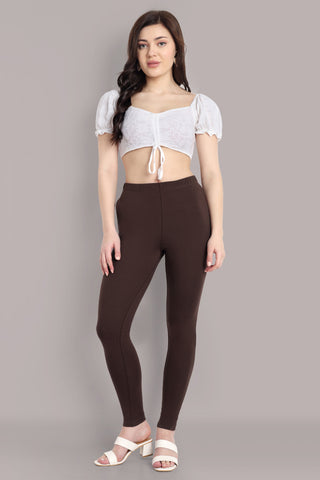 WOMENS DEEP BROWN REGULAR LENGTH POCKET LEGGING