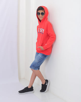 Kids Classic Red Pure Cotton Hoodie