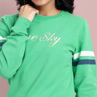 Women Spot Green Sweatshirt